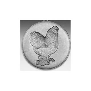 Emblem D=50mm Brahama Huhn, silberfarben in Kunststoff fr Pokale und Medaillen