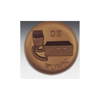 Emblem D=50mm CB - Funk, bronzefarben in Kunststoff fr Pokale und Medaillen