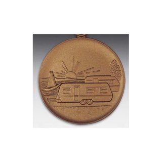 Emblem D=50mm Camping, bronzefarben in Kunststoff fr Pokale und Medaillen
