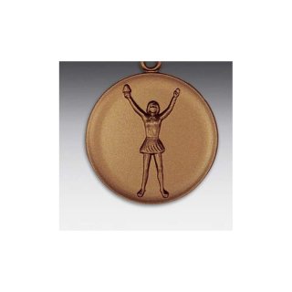 Emblem D=50mm Cheerleader, bronzefarben in Kunststoff fr Pokale und Medaillen