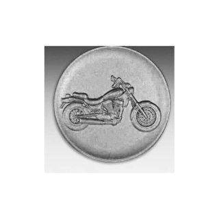 Emblem D=50mm Chopper-Motorrad, silberfarben in Kunststoff fr Pokale und Medaillen