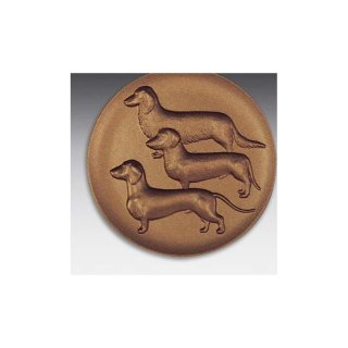 Emblem D=50mm Dackel, 3 Stck, bronzefarben in Kunststoff fr Pokale und Medaillen