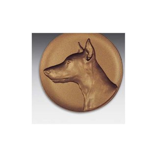 Emblem D=50mm Dobermann, bronzefarben in Kunststoff fr Pokale und Medaillen