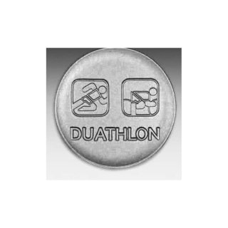 Emblem D=50mm Duathlon, silberfarben in Kunststoff fr Pokale und Medaillen