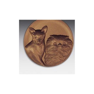 Emblem D=50mm Edelkatzen, bronzefarben in Kunststoff fr Pokale und Medaillen