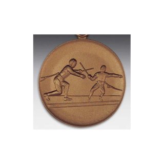 Emblem D=50mm Fechten, bronzefarben in Kunststoff fr Pokale und Medaillen