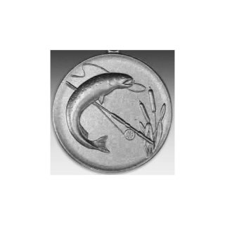 Emblem D=50mm Forelle, silberfarben in Kunststoff fr Pokale und Medaillen