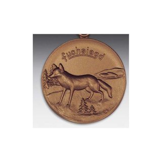 Emblem D=50mm Fuchsjagd, bronzefarben in Kunststoff fr Pokale und Medaillen