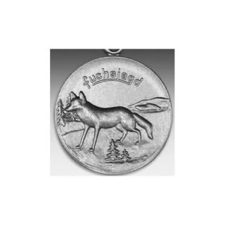 Emblem D=50mm Fuchsjagd, silberfarben in Kunststoff fr Pokale und Medaillen
