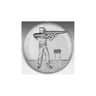 Emblem D=50mm Gewehr, militrisch, silberfarben in Kunststoff fr Pokale und Medaillen