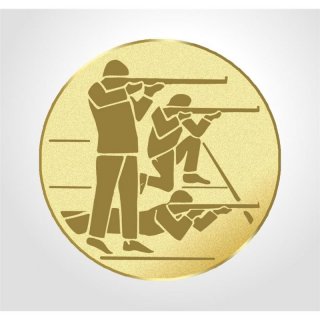 Emblem D=50mm Gewehrschtze,  Dreistellungskampf, goldfarbig