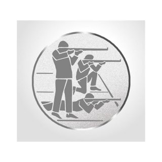 Emblem D=50mm Gewehrschtze, Dreistellungskampf, silberfarbig