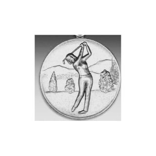 Emblem D=50mm Golfspielerin, silberfarben in Kunststoff fr Pokale und Medaillen