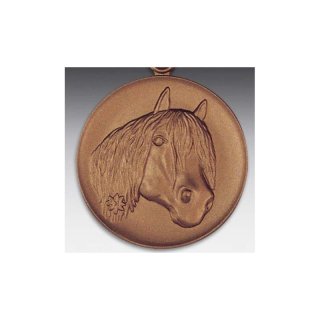 Emblem D=50mm Haflinger, bronzefarben in Kunststoff fr Pokale und Medaillen