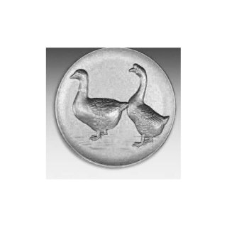 Emblem D=50mm Hckergnse, silberfarben in Kunststoff fr Pokale und Medaillen