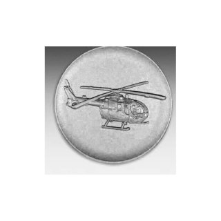 Emblem D=50mm Hubschrauber, silberfarben in Kunststoff fr Pokale und Medaillen
