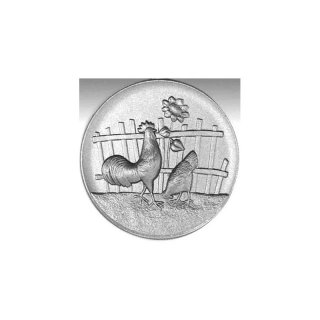 Emblem D=50mm Hhner, silberfarben in Kunststoff fr Pokale und Medaillen
