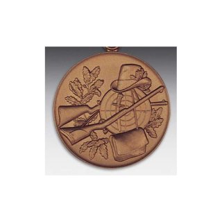 Emblem D=50mm Jagdmotiv, bronzefarben in Kunststoff fr Pokale und Medaillen