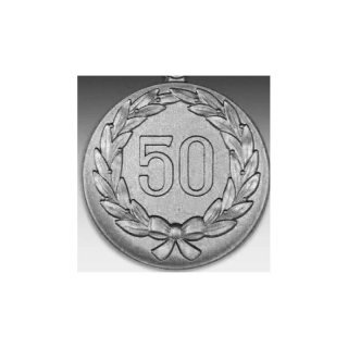 Emblem D=50mm Jubilum 50 Jhrig mit Kranz, silberfarben in Kunststoff fr Pokale und Medaillen