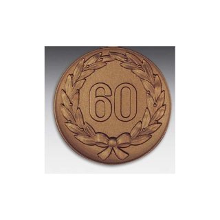 Emblem D=50mm Jubilum, 60 Jhriges mit Kranz, bronzefarben in Kunststoff fr Pokale und Medaillen