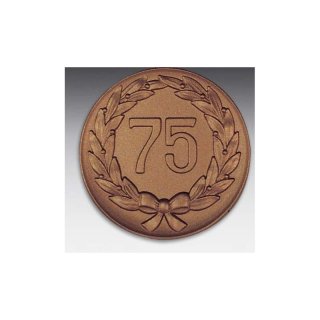 Emblem D=50mm Jubilum, 75 Jhriges mit Kranz, bronzefarben in Kunststoff fr Pokale und Medaillen