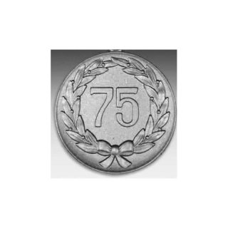 Emblem D=50mm Jubilum, 75 Jhriges mit Kranz, silberfarben in Kunststoff fr Pokale und Medaillen