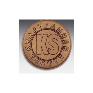 Emblem D=50mm KS Kraftfahrerschutz, bronzefarben in Kunststoff fr Pokale und Medaillen