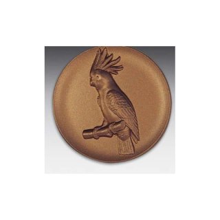 Emblem D=50mm Kakadu, bronzefarben in Kunststoff fr Pokale und Medaillen