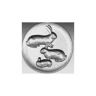 Emblem D=50mm Kaninchen drei Stck, silberfarben in Kunststoff fr Pokale und Medaillen
