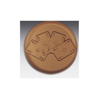 Emblem D=50mm Kartenspiel, 4-Asse, bronzefarben in Kunststoff fr Pokale und Medaillen
