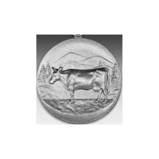 Emblem D=50mm Kuh, silberfarben in Kunststoff fr Pokale und Medaillen