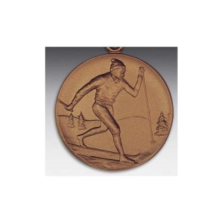 Emblem D=50mm Langlauf -Mann,   bronzefarben, siber- oder goldfarben
