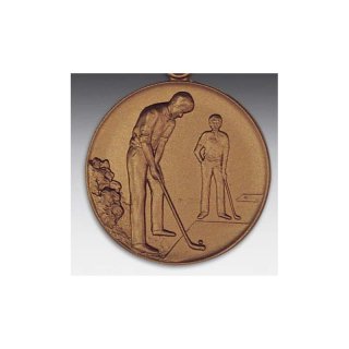 Emblem D=50mm Minigolf - Mann, bronzefarben in Kunststoff fr Pokale und Medaillen