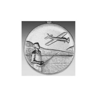 Emblem D=50mm Modellflug, silberfarben in Kunststoff fr Pokale und Medaillen