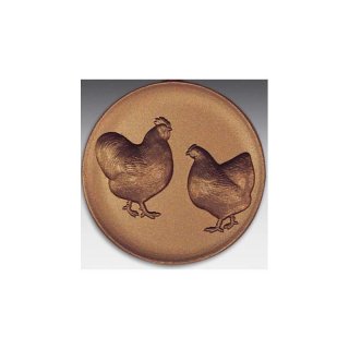 Emblem D=50mm Orpington, Vogel,  bronzefarben, siber- oder goldfarben