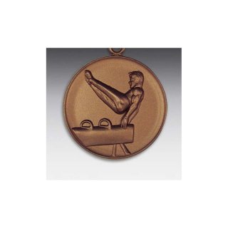 Emblem D=50mm Pferd - Turnen, bronzefarben in Kunststoff fr Pokale und Medaillen
