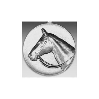 Emblem D=50mm Pferdekopf, silberfarben in Kunststoff fr Pokale und Medaillen
