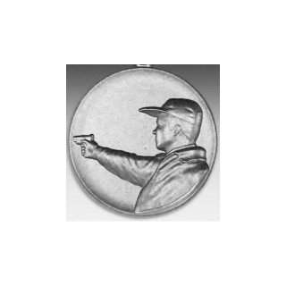 Emblem D=50mm Pistole, silberfarben in Kunststoff fr Pokale und Medaillen