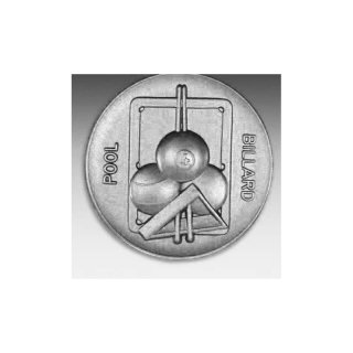 Emblem D=50mm Poolbillard, silberfarben in Kunststoff fr Pokale und Medaillen
