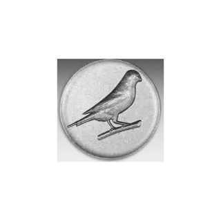 Emblem D=50mm Prachtfink, silberfarben in Kunststoff fr Pokale und Medaillen