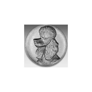 Emblem D=50mm Pudel, silberfarben in Kunststoff fr Pokale und Medaillen