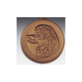 Emblem D=50mm Pudelkopf, bronzefarben in Kunststoff fr Pokale und Medaillen