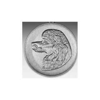 Emblem D=50mm Pudelkopf, silberfarben in Kunststoff fr Pokale und Medaillen