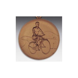 Emblem D=50mm Radfahrer, bronzefarben in Kunststoff fr Pokale und Medaillen