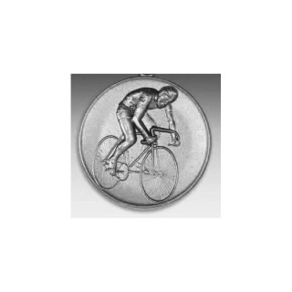 Emblem D=50mm Radrennfahrer, silberfarben in Kunststoff fr Pokale und Medaillen