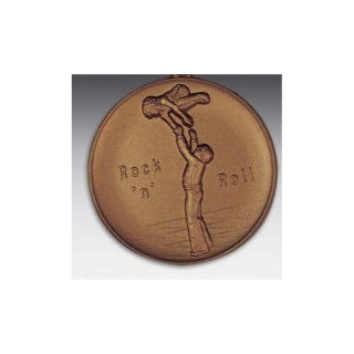 Emblem D=50mm Rockn Roll, bronzefarben in Kunststoff fr Pokale und Medaillen