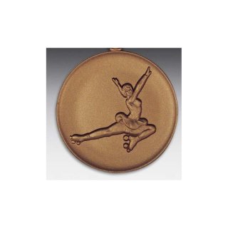 Emblem D=50mm Rollschuhluferin,   bronzefarben, siber- oder goldfarben