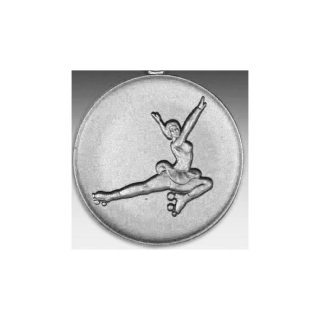 Emblem D=50mm Rollschuhluferin, silberfarben in Kunststoff fr Pokale und Medaillen