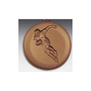 Emblem D=50mm Rugbyspieler,  bronzefarben, siber- oder goldfarben
