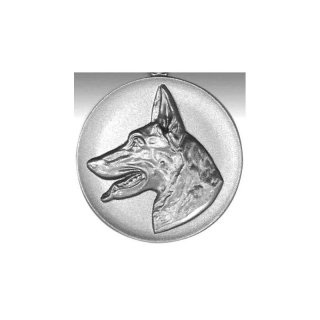 Emblem D=50mm Schferhund, silberfarben in Metallf fr Pokale und Medaillen
